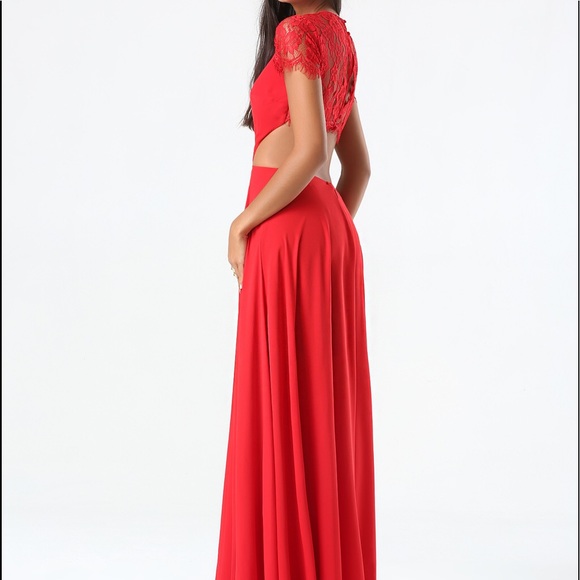 Bebe lace back cutout gown in red - Picture 2 of 3